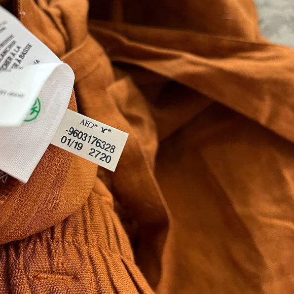 NWT American Eagle Linen Blend Pants With Belt - Pumpkin Spice - Picture 10 of 10